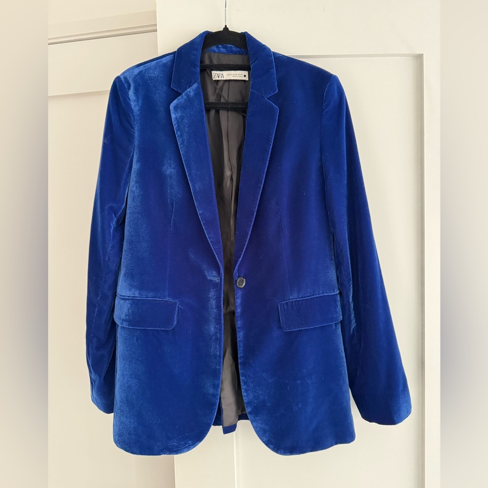 Zara Deep Blue Velvet Jacket